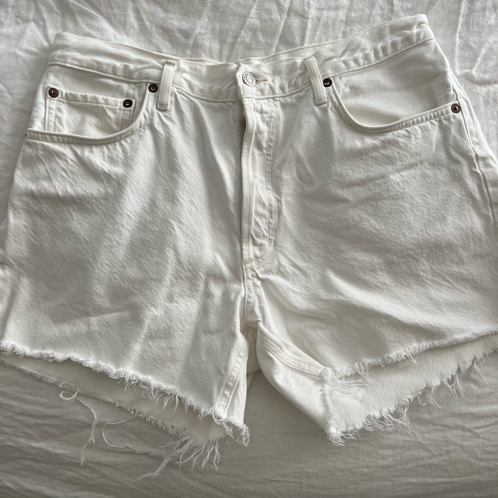 Agolde Reese White Denim Women Shorts